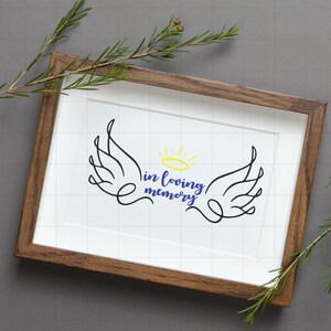 Angel Wings SVG PNG, In loving memory Svg png, in memory of svg, in memory of, halo svg, wings svg png