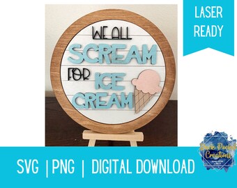 Ice Cream SVG PNG, Ice Cream Cone SVG, We All Scream for Ice Cream, Laser Ready, Cricut file, Ice cream decor Svg, sprinkles svg