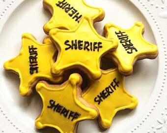 Thanksgiving gift cookies-Toy Story Inspired cookies-woody's sheriff badge sugar cookies, Birthday gift, Party cookies-one dozen