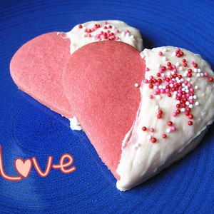 Thanksgiving gift cookieshomemade Pink heart shape sugar cookies/shortbread decorated with royal icing and sprinkles-Two dozen image 1