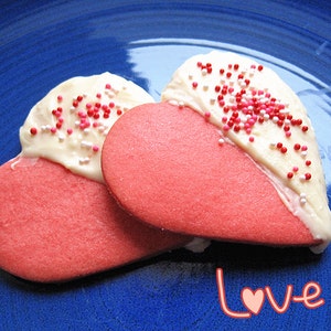 Thanksgiving gift cookieshomemade Pink heart shape sugar cookies/shortbread decorated with royal icing and sprinkles-Two dozen image 5