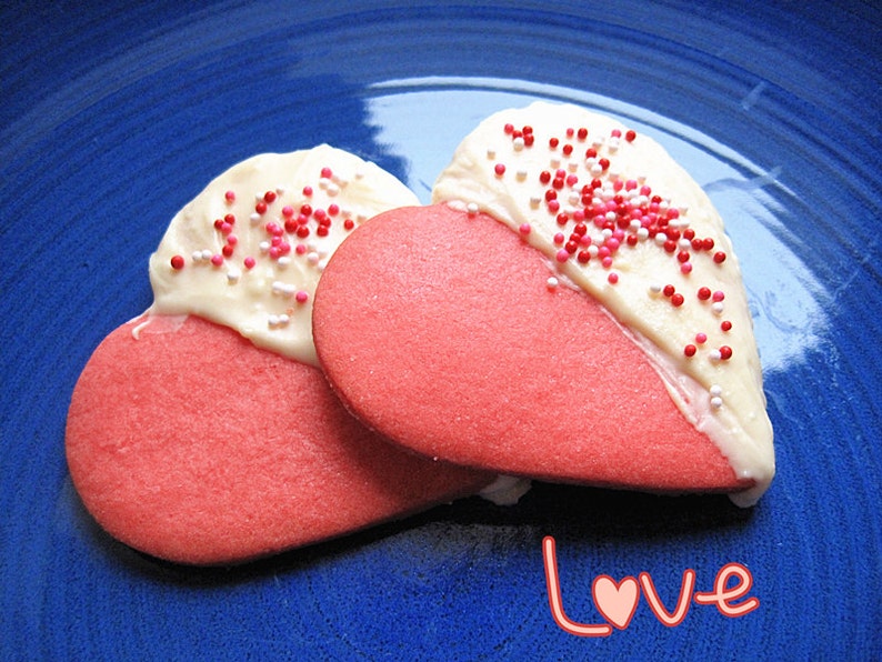 Thanksgiving gift cookieshomemade Pink heart shape sugar cookies/shortbread decorated with royal icing and sprinkles-Two dozen image 5