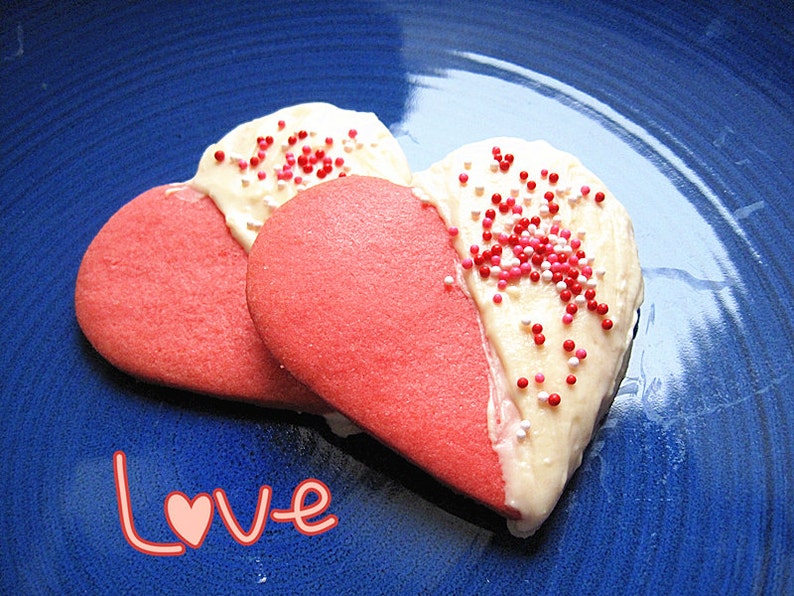 Thanksgiving gift cookieshomemade Pink heart shape sugar cookies/shortbread decorated with royal icing and sprinkles-Two dozen image 4