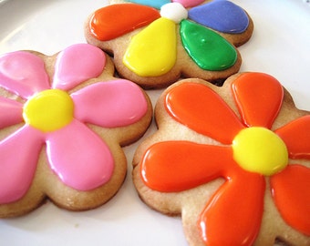 Easter gift cookies-Homemade Flower Cookies,Easter Cookies,spring cookies--flower sugar cookies--one dozen