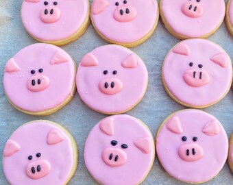 Easter gift cookies--One Dozen Pig Sugar Cookies--Farm Animal Sugar Cookie--Hand Decorated Cookies-Perfect for Events,parties,Gifts