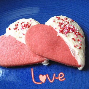 Thanksgiving gift cookieshomemade Pink heart shape sugar cookies/shortbread decorated with royal icing and sprinkles-Two dozen image 3