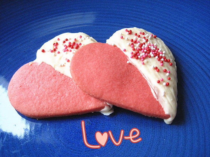 Thanksgiving gift cookieshomemade Pink heart shape sugar cookies/shortbread decorated with royal icing and sprinkles-Two dozen image 3