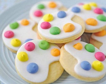 Easter gift cookies--customized painting palette royal icing cookies----one dozen