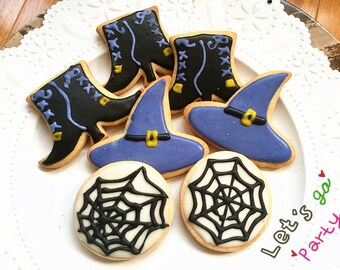 Halloween party cookies sale!!!--Homemde Halloween party set Vanilla Sugar Cookies-Holiday cookies-Royal icing decorated cookies--one dozen