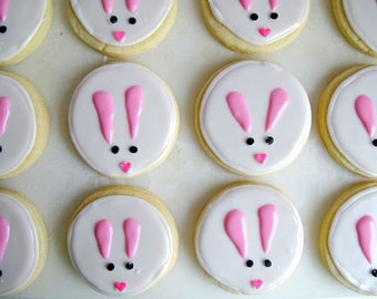 Easter gift cookies--,Bunny, rabbit Cookies--Easter sugar icing cookies - 12 decorated Easter sugar cookies---one dozen