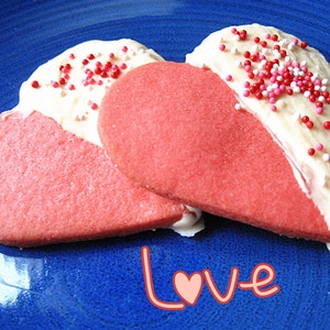 Thanksgiving gift cookieshomemade Pink heart shape sugar cookies/shortbread decorated with royal icing and sprinkles-Two dozen image 2