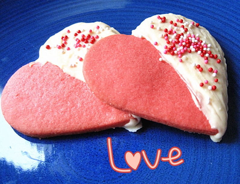 Thanksgiving gift cookieshomemade Pink heart shape sugar cookies/shortbread decorated with royal icing and sprinkles-Two dozen image 2