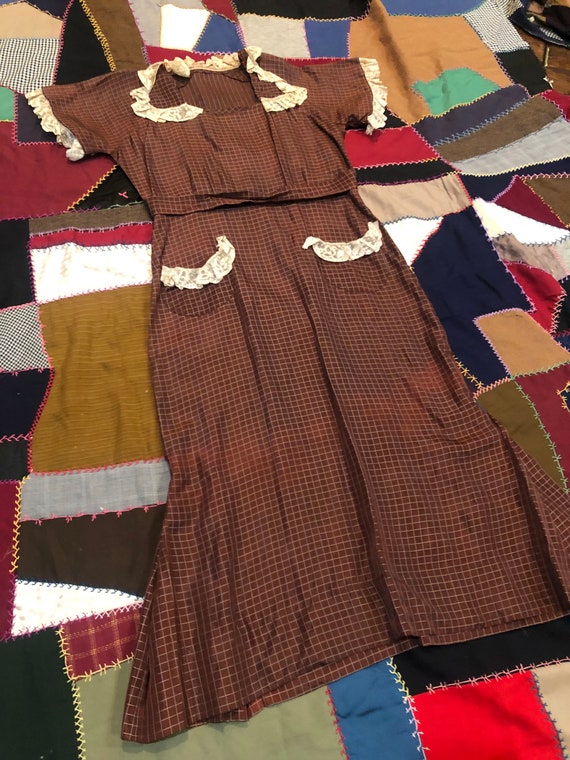 Vintage 1930’s-40s Brown Taffeta Dress