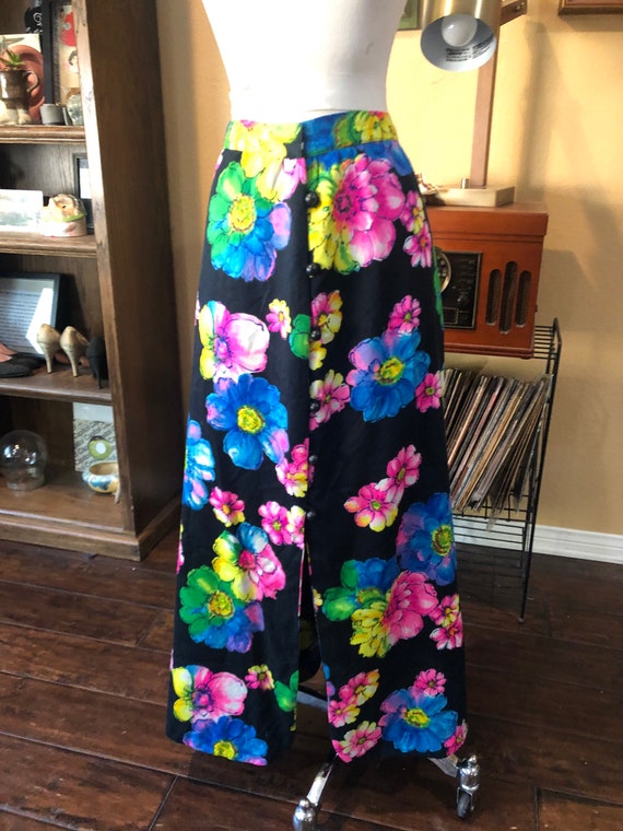 Vintage 1960’s Floral Barkcloth Maxi Skirt