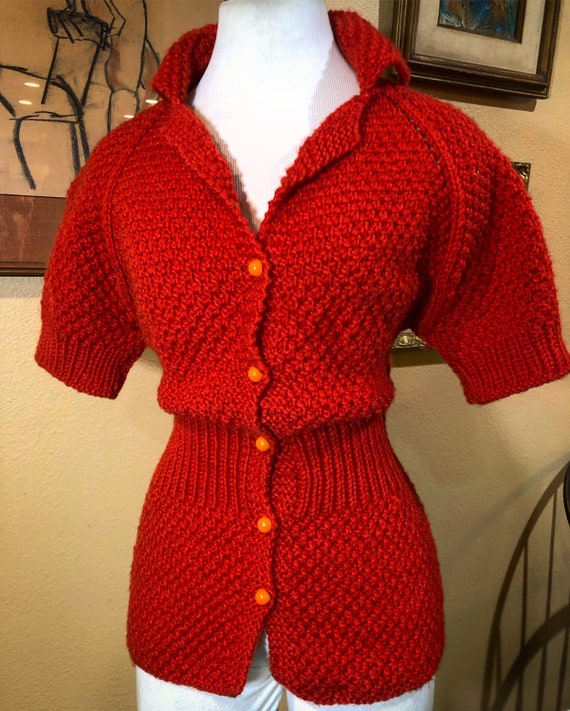 Vintage 1940’s-50’s Red Knit Sweater