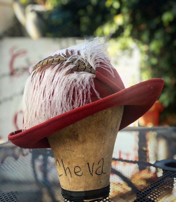 Vintage 1960’s Felt Hat with Ostrich Feather 22 1/
