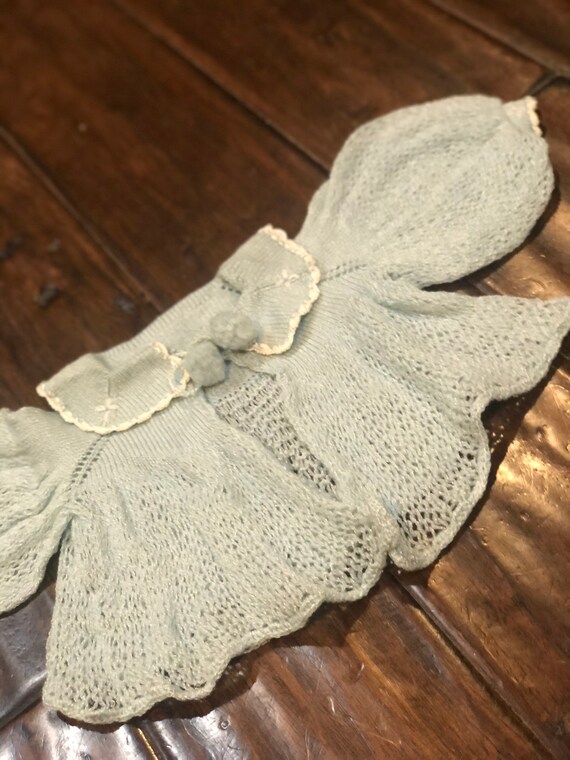 Vintage 1940’s Robins Egg Blue Baby Sweater with B
