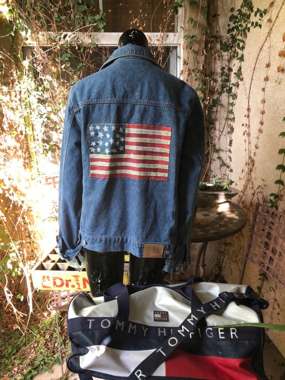 tommy hilfiger denim jacket with logo on the back