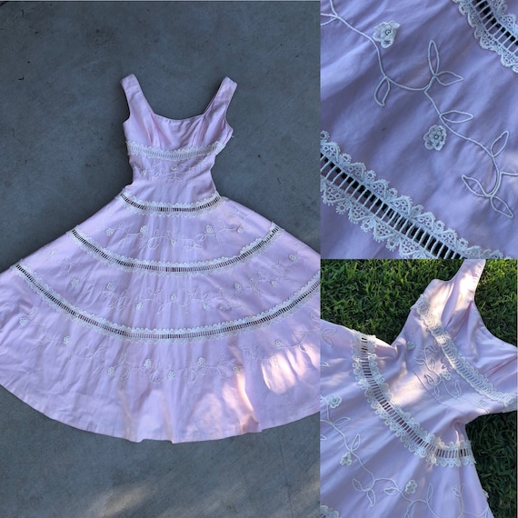 Vintage 1950’s Pink Dress with Full Circle Skirt