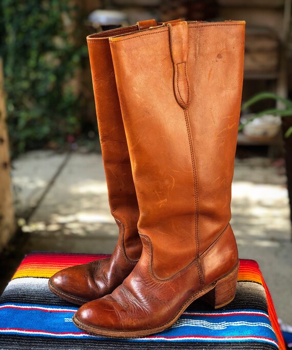Vintage 1970’s Leather Knee High Boots 8.5 Dingo