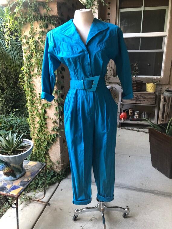 Vintage 1980’s Turquoise Jumpsuit