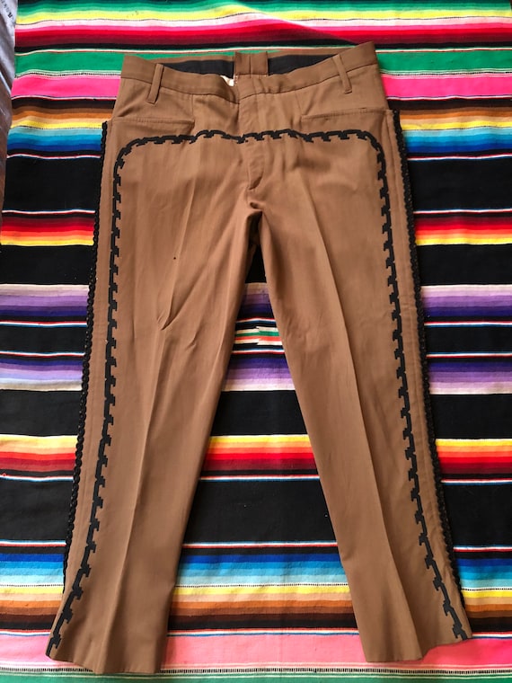 Vintage 1950’s Brown Gabardine Mexican Charro Pant