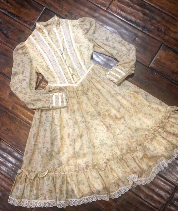 Vintage Gunne Sax Sheer floral Prairie Dress junio