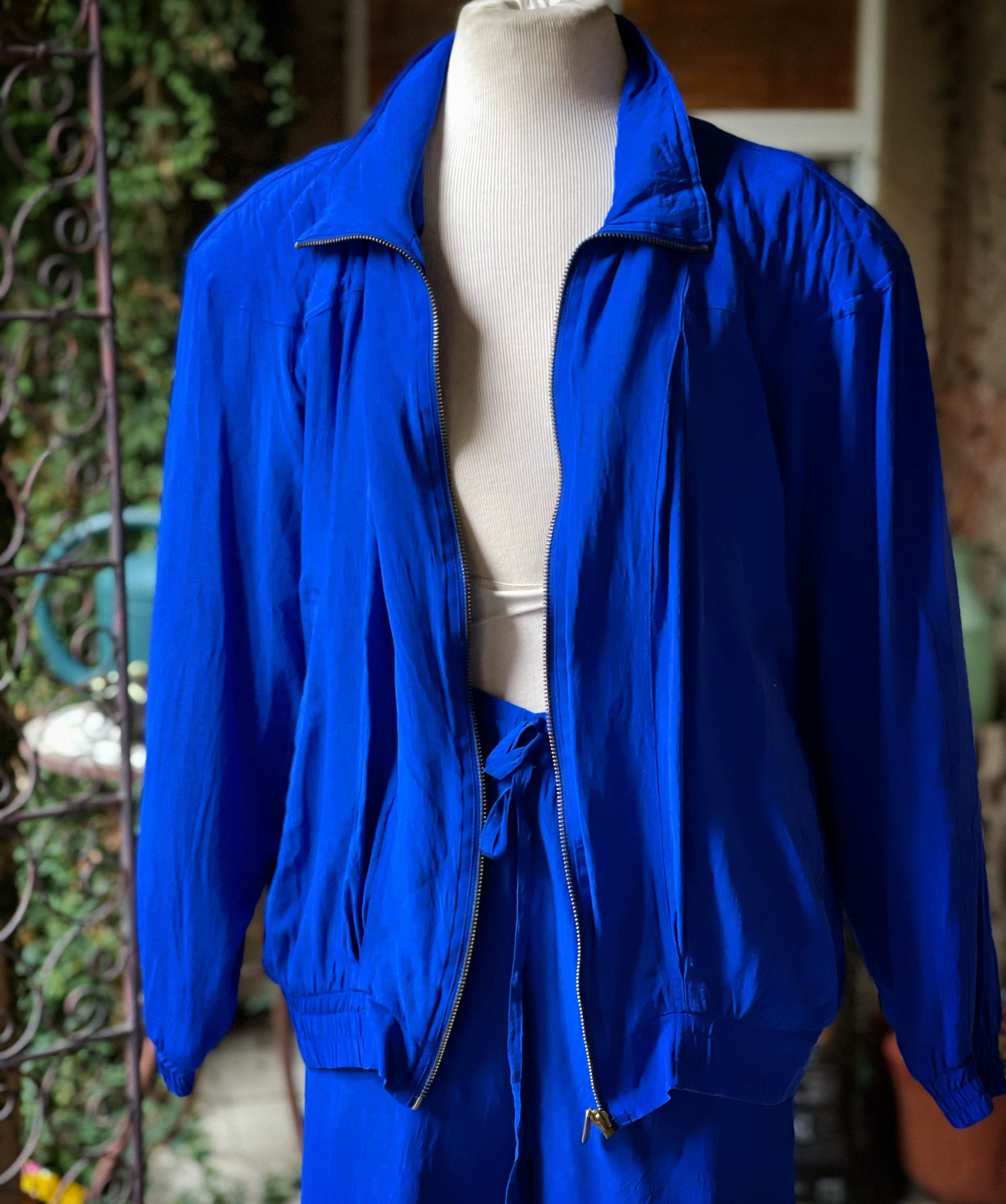 Vintage 1990s Blue Silk Tracksuit | Etsy