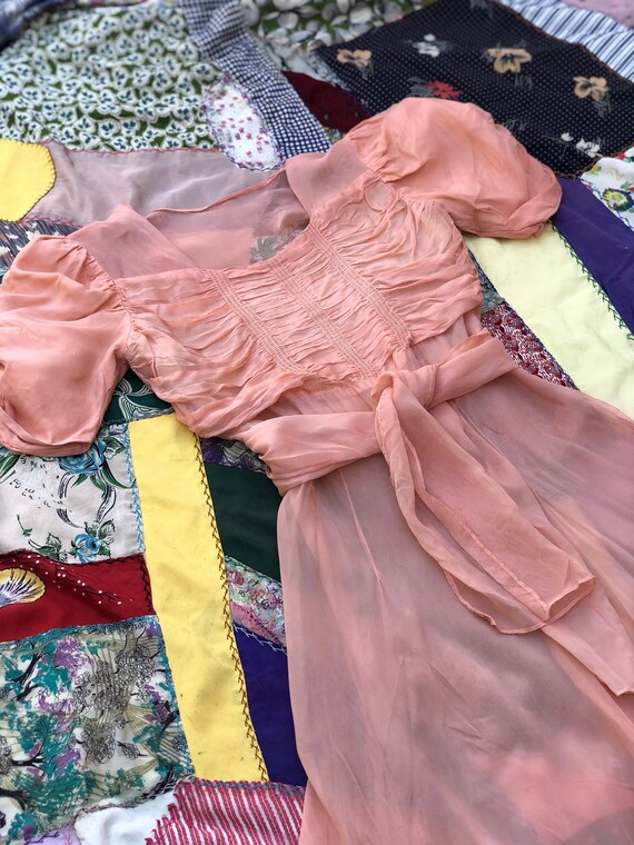 Vintage 1930’s Sheer Peach Dress