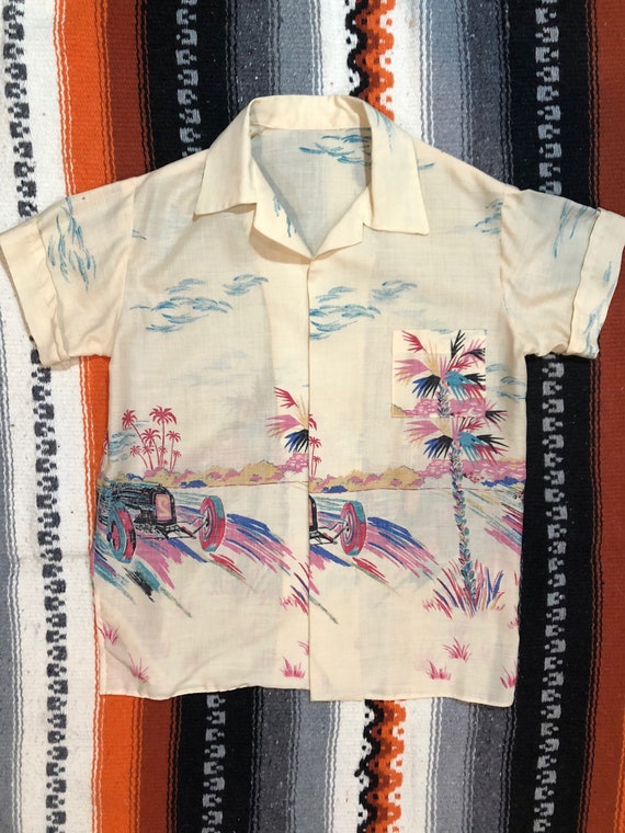 Vintage Novelty Car Print Cotton Shirt