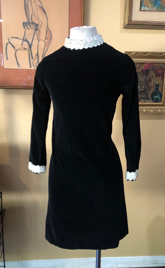 Vintage 1960’s Black Velvet Dress with Sequin Trim