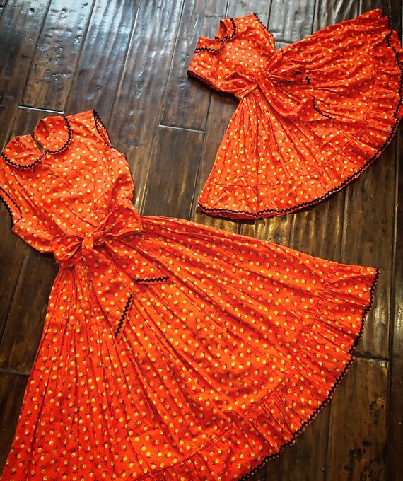 Vintage 1950’s Novelty Orange Print Matching Dress