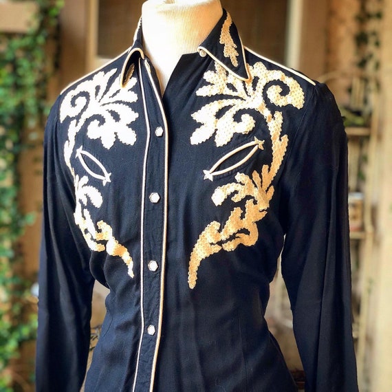 Vintage 1950’s Black Cotton Western Shirt