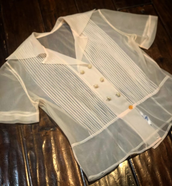Vintage 1940s Sheer Pink Blouse