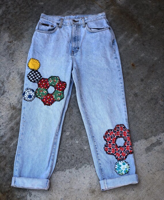 Vintage Calvin Klein Jeans with Floral Patchwork A