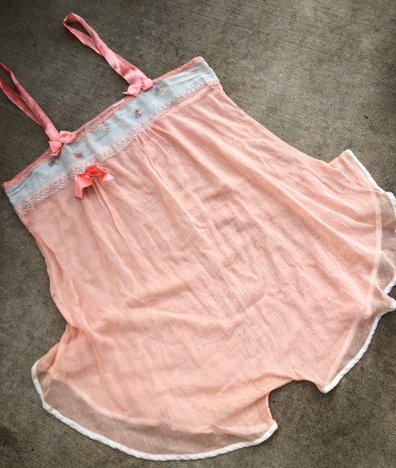 Vintage 1920’s Peach Sheer Step-In
