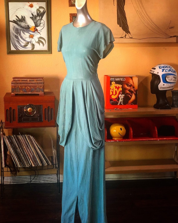 Vintage 1940’s Gown with Silver Metallic Threading