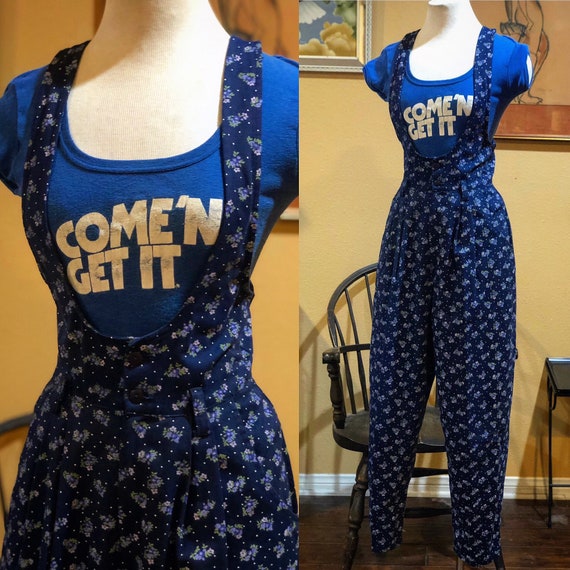 Vintage 1980’s Floral Overalls/Jumpsuit