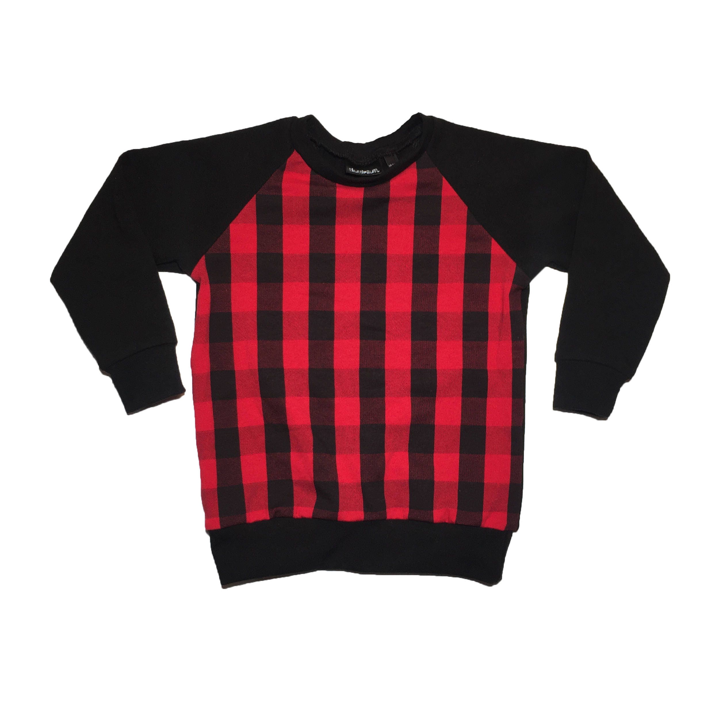 Red Buffalo Plaid Raglan Baby Sweatshirt Toddler Etsy