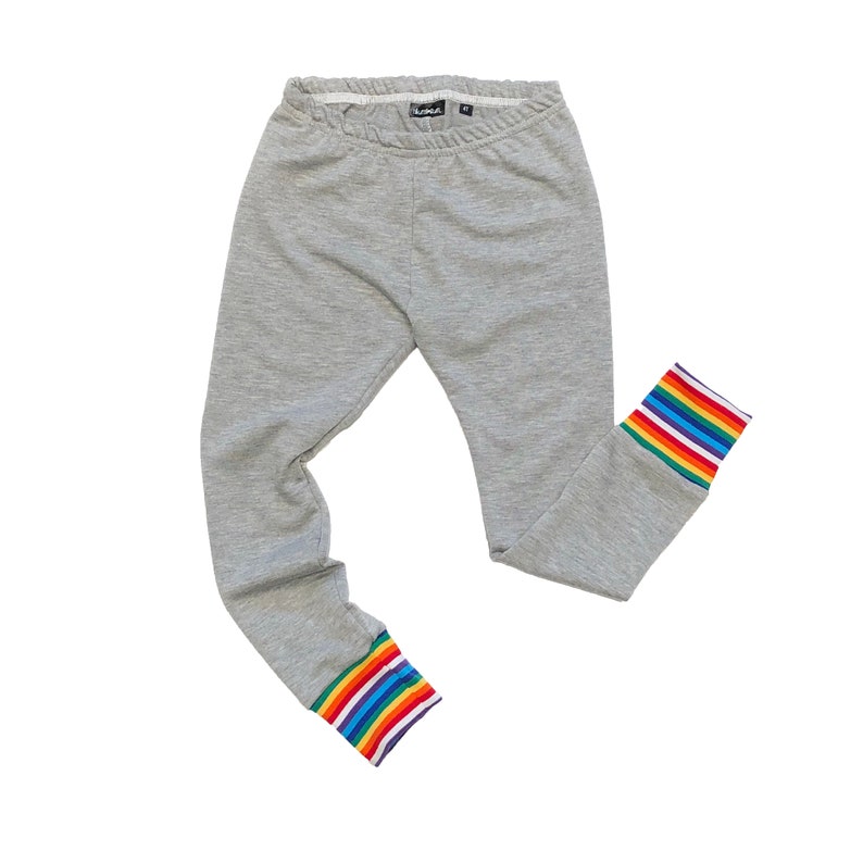 Grey Rainbow Leggings or Joggers Baby Joggers Baby Leggings Baby Pants Kids Leggings Toddler Pants Baby Clothing