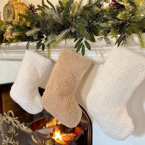 Sherpa Christmas Stockings | Tan Sherpa Stocking | Teddy Sherpa Fabric | Farmhouse Stockings | Boho Stockings | Neutral Stockings