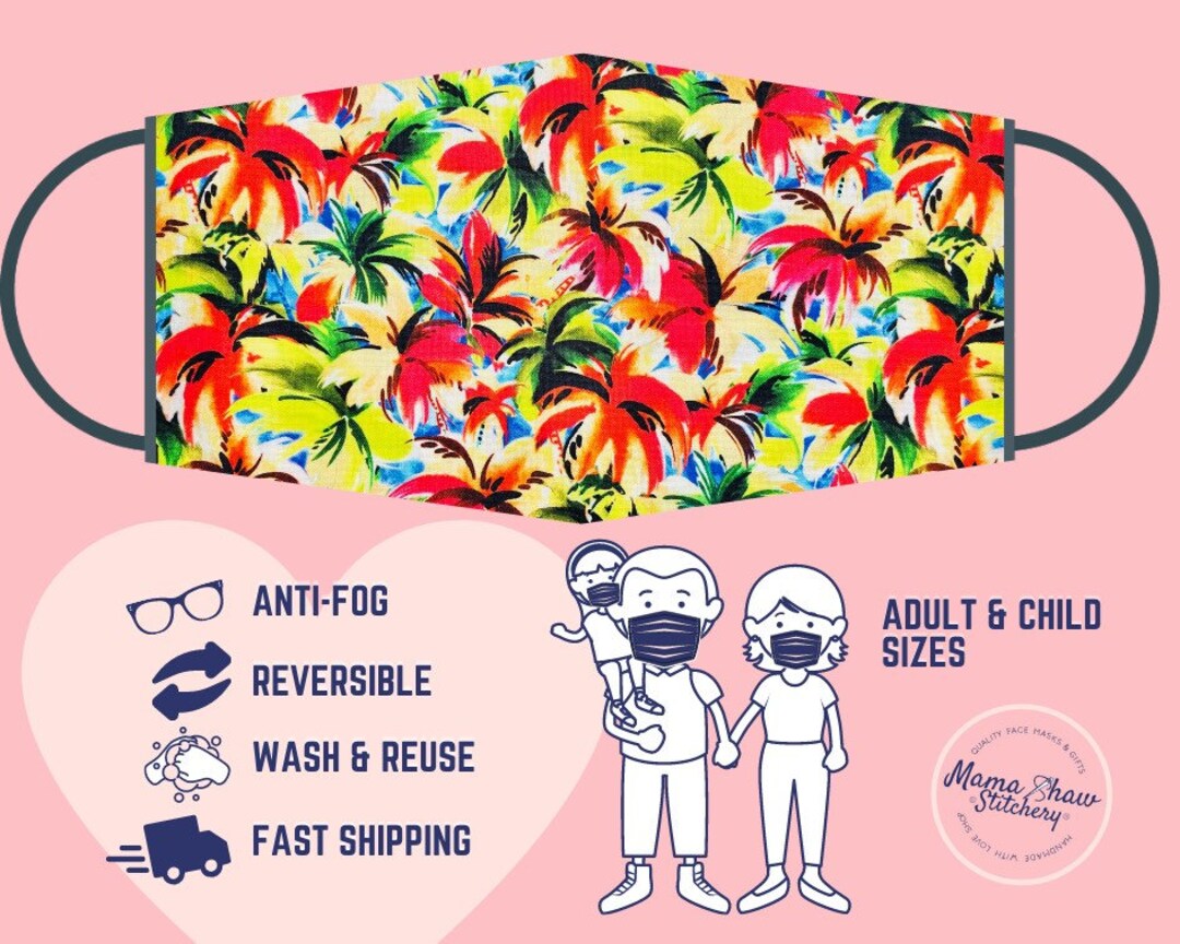 Tropic Like It's Hot Tropical Beach Face Mask | Washable, Reversible ...