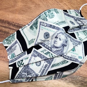 Cash Money Talks Pleated Face Mask | Washable, Reusable, Reversible | Adjustable Nose & Ear Loops | Filter Pocket | Adult + Kid Sizes