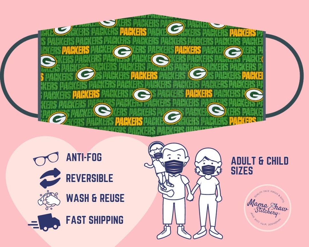 Mini Green Bay Packers NFL Football Pleated Face Mask | Washable ...