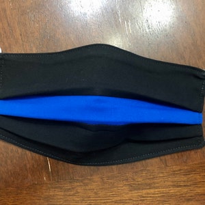 Thin Blue Line Police Hero Face Mask | Washable, Reusable, Reversible | Adjustable Nose & Ear Loops | Filter Pocket | Adult + Kid Sizes