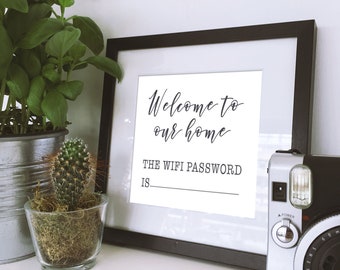 Welcome to out home. The Wifi Password - Printable Typography Art - Printable Quotes