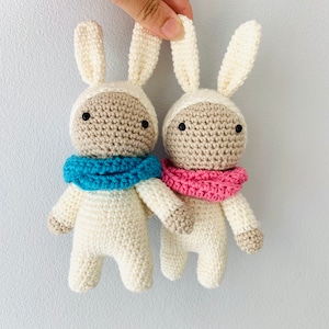 Bunny Rabbit, crochet bunny toy, Easter gift, photo prop, customisable scarf colours