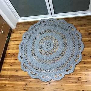 Rug, Crochet Floor Rug, Round Rug, decorative floor rug, nursery rug, mandala rug image 9