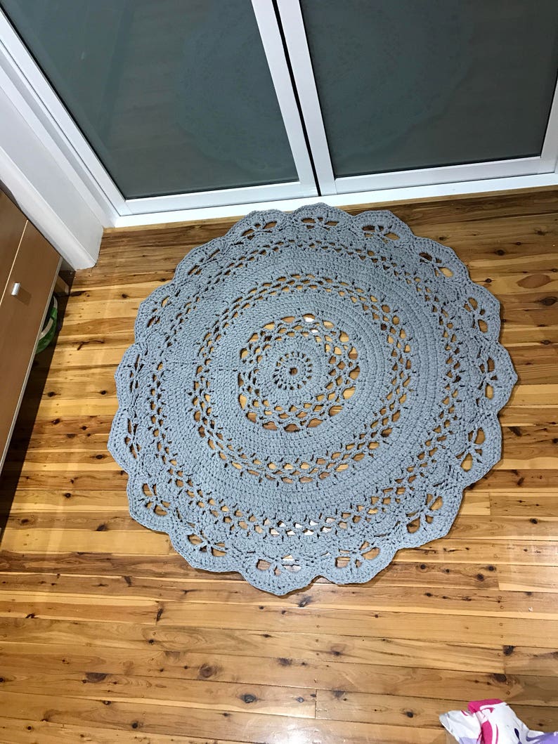 Rug, Crochet Floor Rug, Round Rug, decorative floor rug, nursery rug, mandala rug image 9