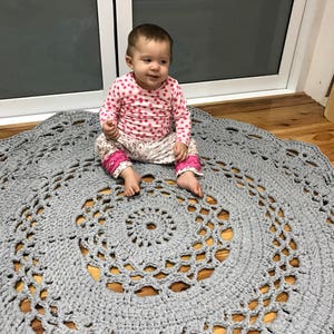 Rug, Crochet Floor Rug, Round Rug, decorative floor rug, nursery rug, mandala rug image 8